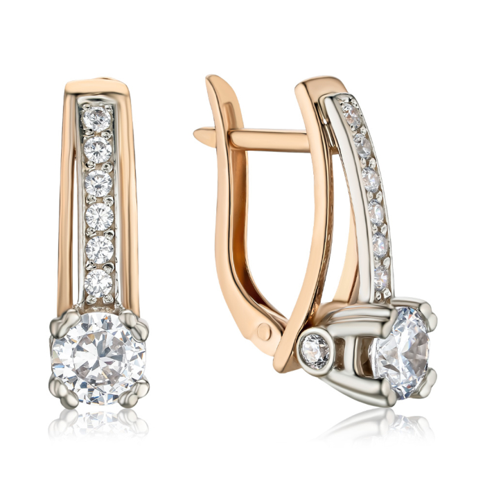 Золотые серьги с фианитами. Артикул 21231 к