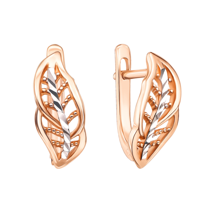 Золотые серьги с алмазной гранью. Артикул 21233 к