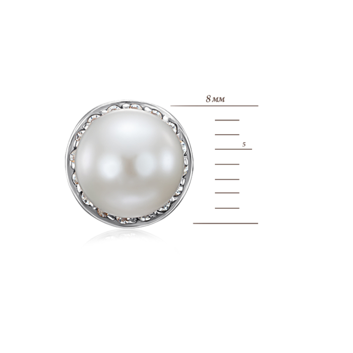 Золотые пуссеты с жемчугом и фианитами. Артикул 21239/б