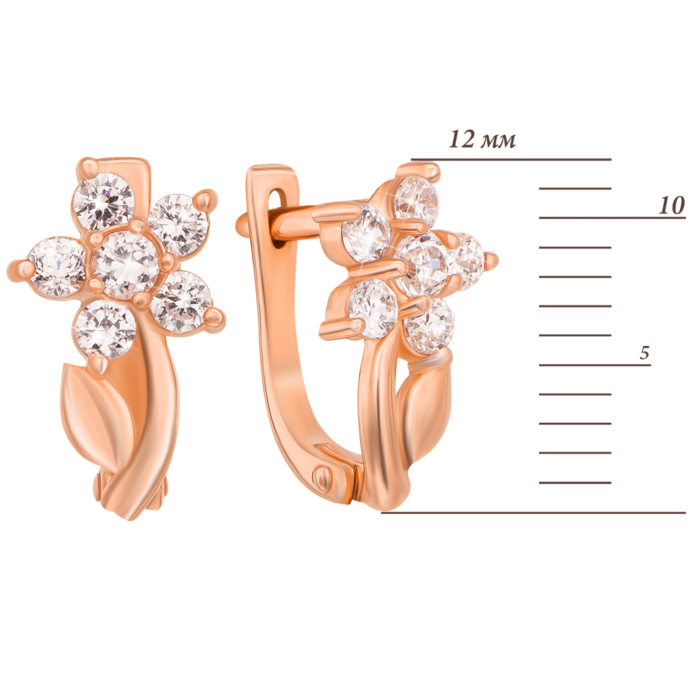 Золоті сережки з фіанітами. Артикул 21247