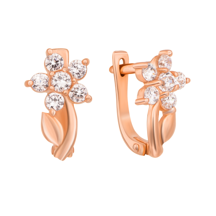 Золоті сережки з фіанітами. Артикул 21247