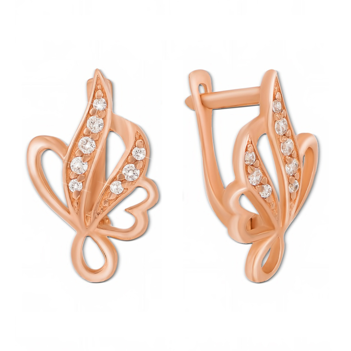 Золотые серьги с фианитами. Артикул 21255 кп