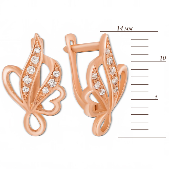 Золотые серьги с фианитами. Артикул 21255 кп