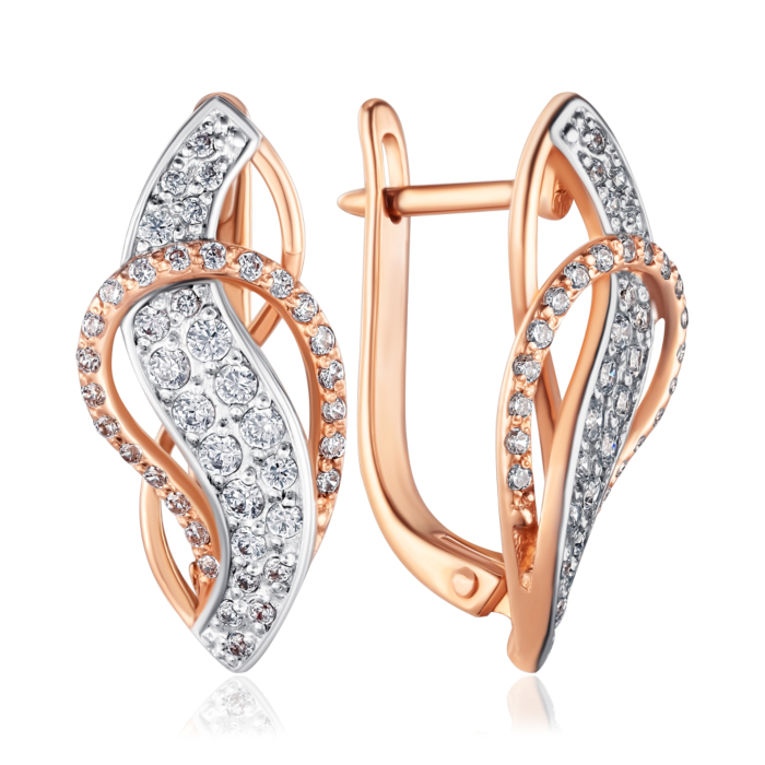 Золотые серьги с фианитами. Артикул 21259