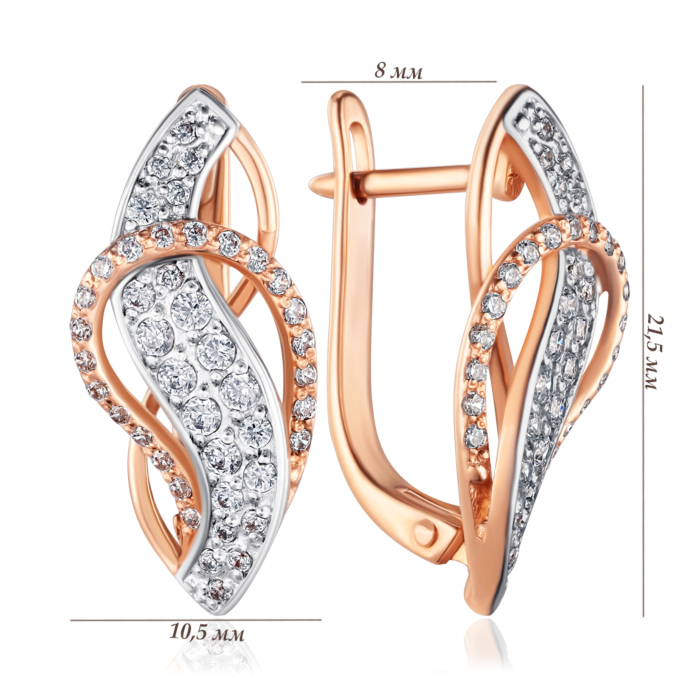 Золотые серьги с фианитами. Артикул 21259
