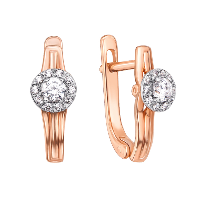 Золоті сережки з фіанітами. Артикул 21260 к п