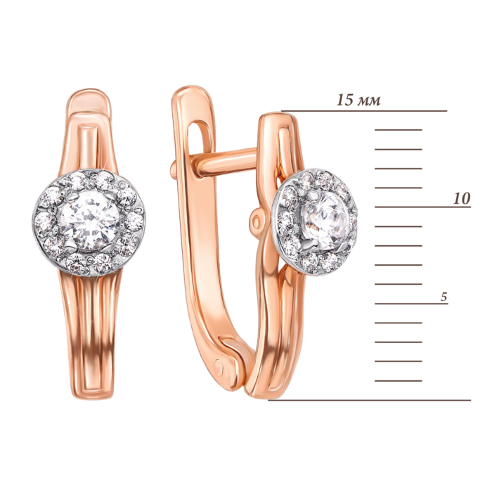 Золоті сережки з фіанітами. Артикул 21260 к п