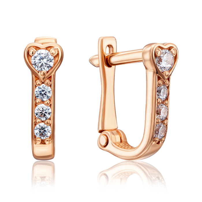 Золоті сережки з фіанітами. Артикул 21269/01/0/44