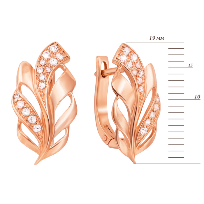 Золотые серьги с фианитами. Артикул 21273 кп