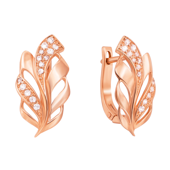 Золотые серьги с фианитами. Артикул 21273 кп