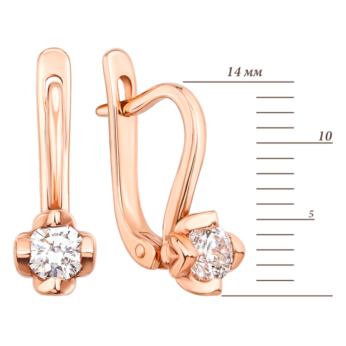 Золоті сережки з фіанітами S Zirconia. Артикул 21274/SW