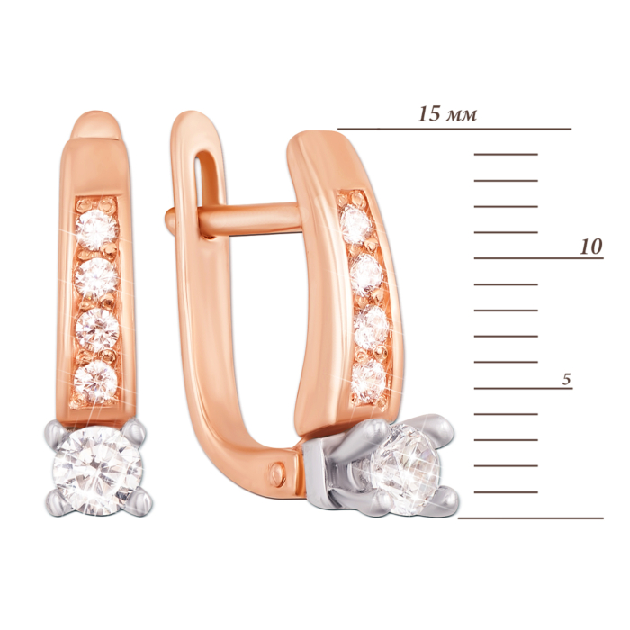 Золотые серьги с фианитами. Артикул 21276 к
