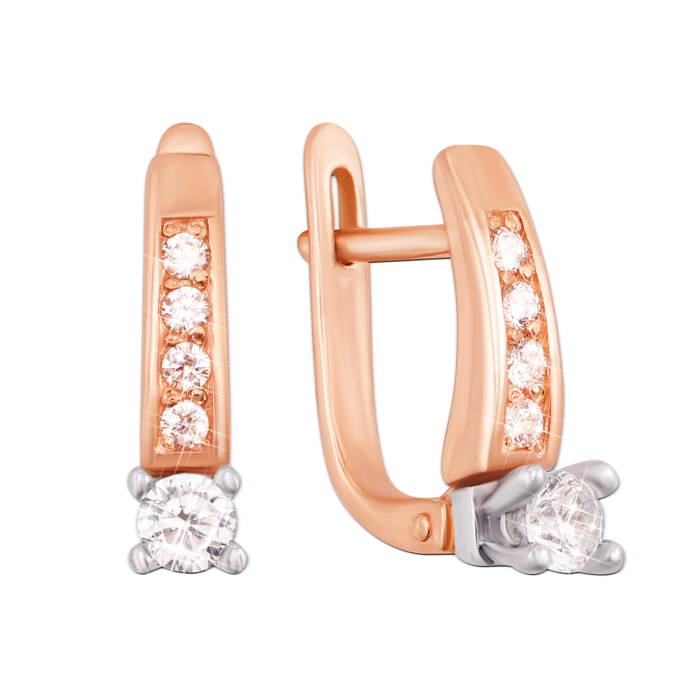 Золотые серьги с фианитами. Артикул 21276 к