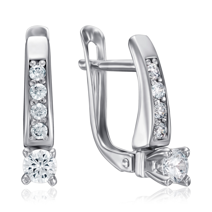 Золотые серьги с фианитами. Артикул 21276/б