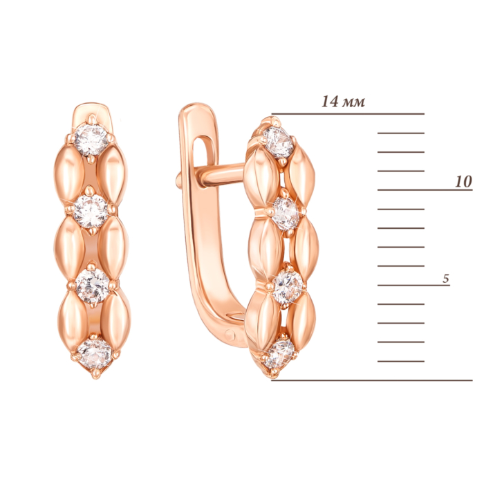 Золотые серьги с фианитами. Артикул 21280 к