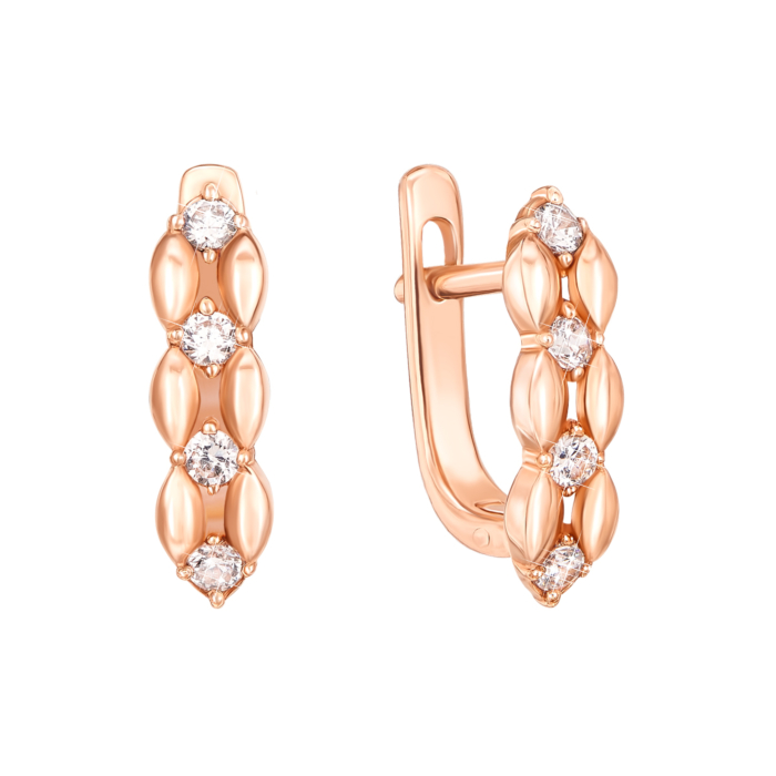 Золотые серьги с фианитами. Артикул 21280 к