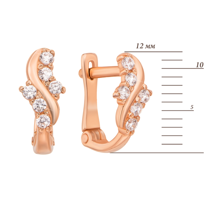 Золоті сережки з фіанітами. Артикул 21284