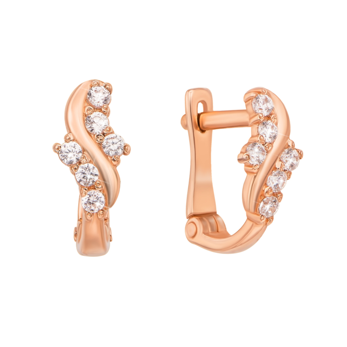 Золоті сережки з фіанітами. Артикул 21284