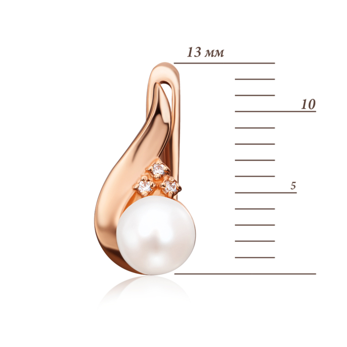 Золотые серьги с жемчугом и фианитами. Артикул 21290/01/0/1025 (21290 кп)