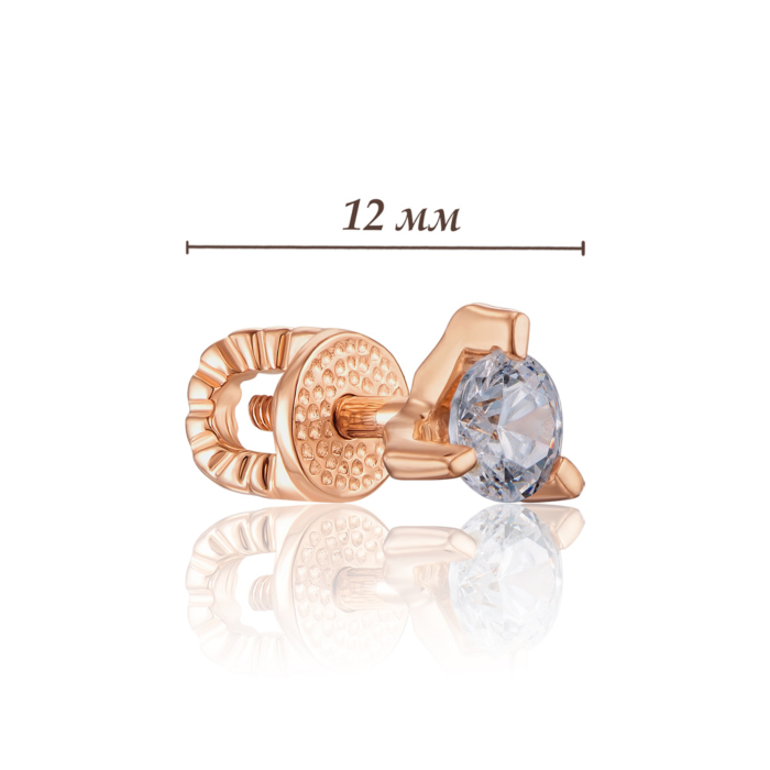 Золотые пуссеты с фианитами. Артикул 21295