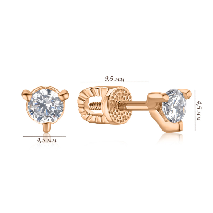 Золоті сережки-пусети з фіанітом Tesori 21295/01/0/4030