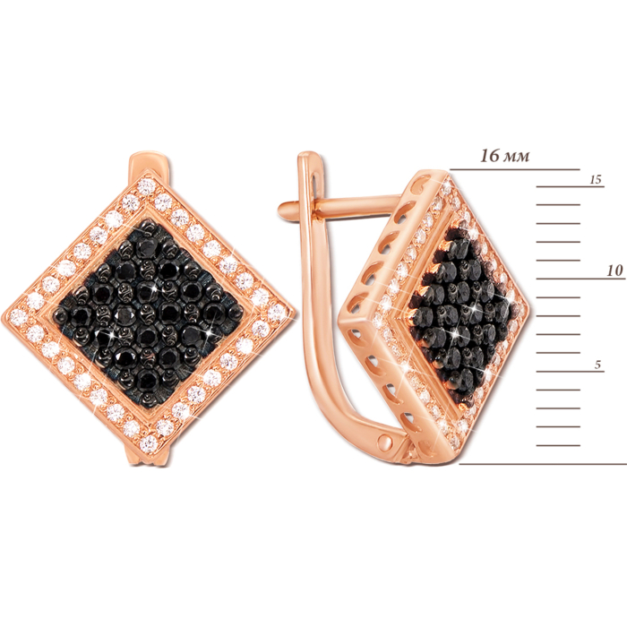 Золоті сережки з фіанітами. Артикул 21309/ч кп