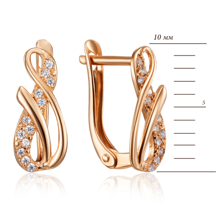 Золоті сережки з фіанітами. Артикул 21320/01/0/1