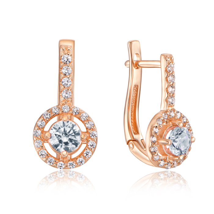 Золотые серьги с фианитами. Артикул 21336