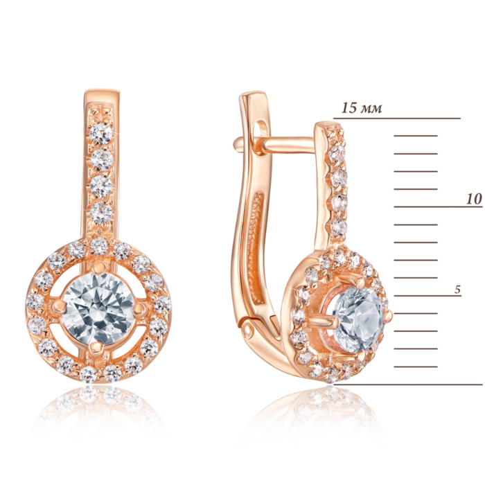 Золотые серьги с фианитами. Артикул 21336