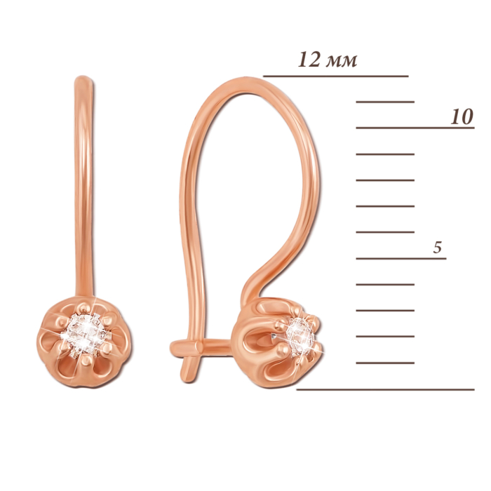 Золоті сережки з фіанітами. Артикул 21338