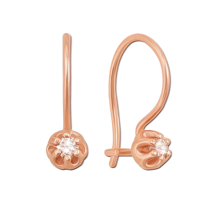 Золоті сережки з фіанітами. Артикул 21338