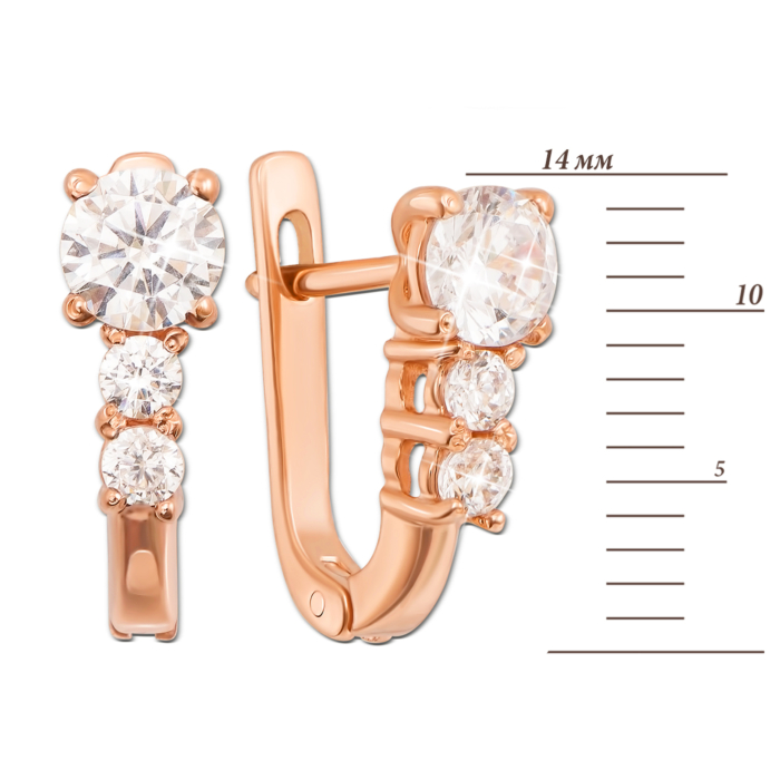 Золотые серьги с фианитами. Артикул 21341 к