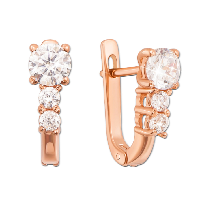 Золотые серьги с фианитами. Артикул 21341 к
