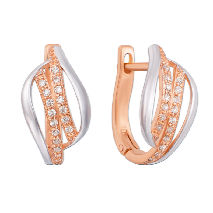 Золотые серьги с фианитами. Артикул 21366