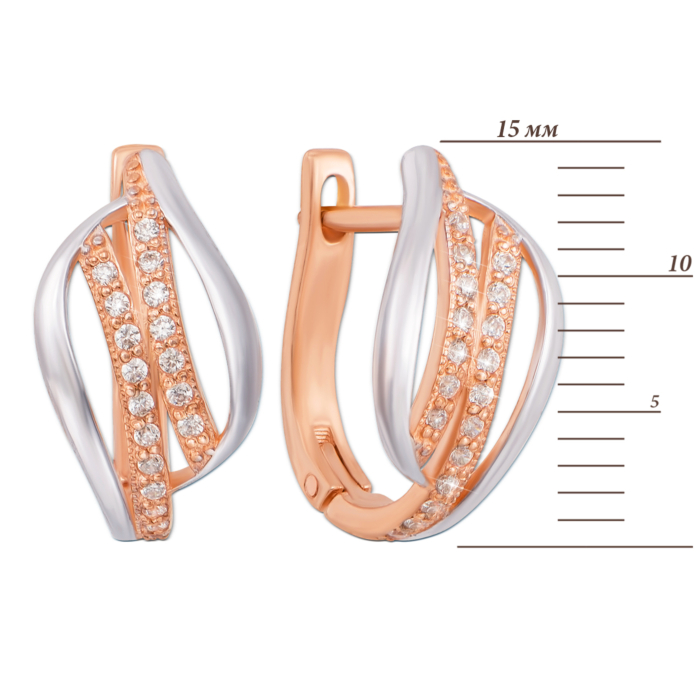 Золотые серьги с фианитами. Артикул 21366