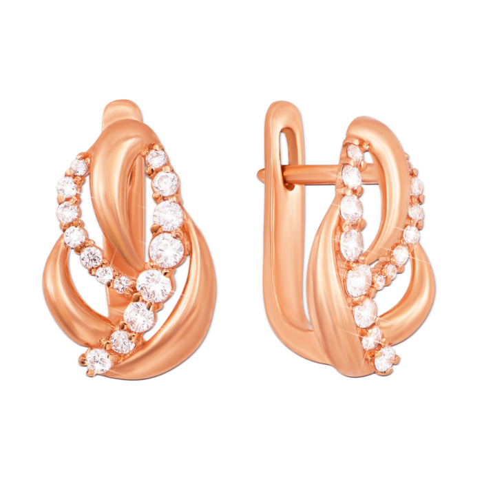 Золотые серьги с фианитами. Артикул 21370