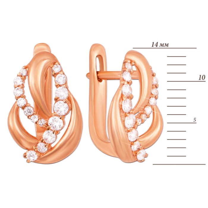 Золотые серьги с фианитами. Артикул 21370