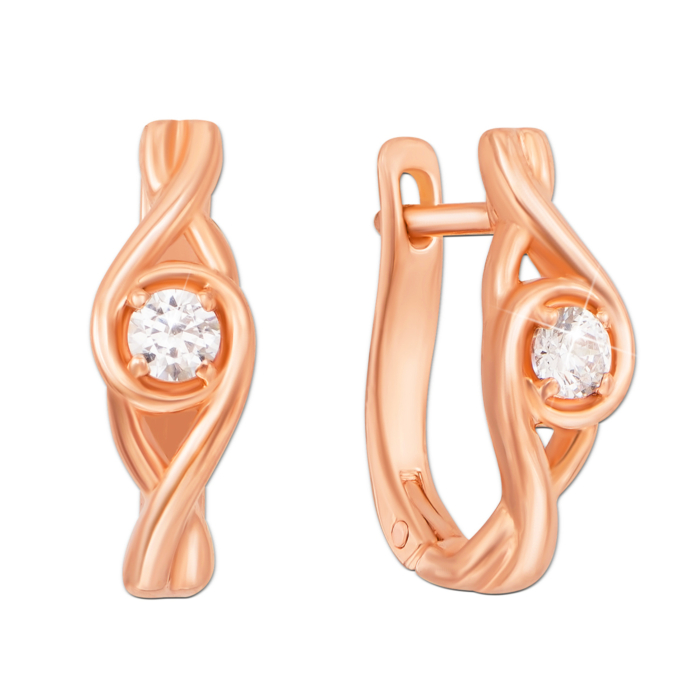 Золоті сережки з фіанітами. Артикул 21386