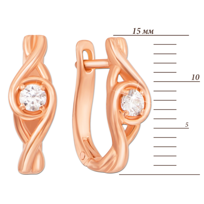 Золоті сережки з фіанітами. Артикул 21386