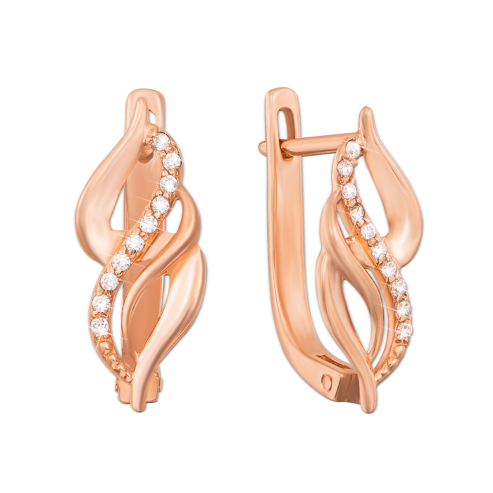 Золоті сережки з фіанітами. Артикул 21389