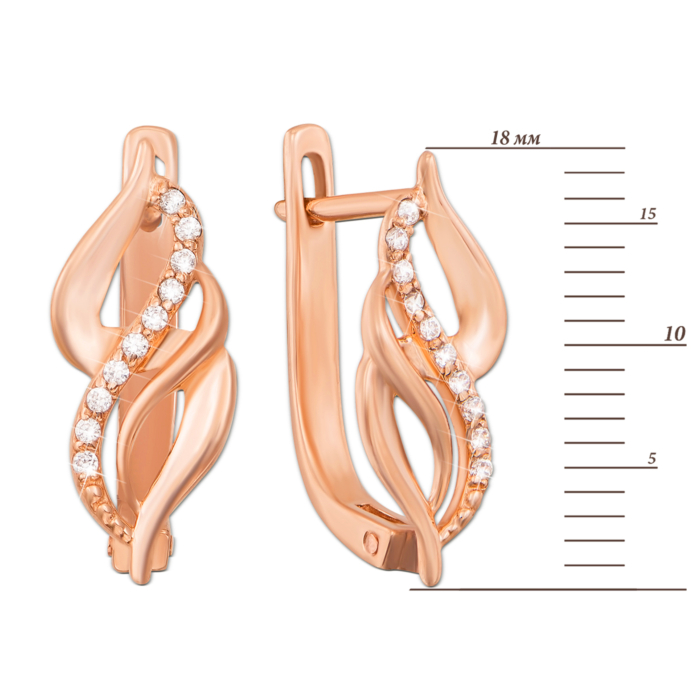 Золоті сережки з фіанітами. Артикул 21389