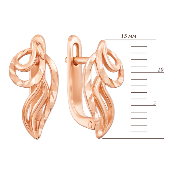 Золотые серьги с алмазной гранью. Артикул 21390