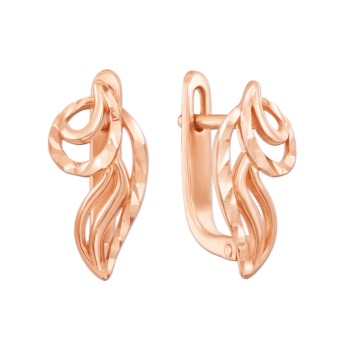 Золотые серьги с алмазной гранью. Артикул 21390