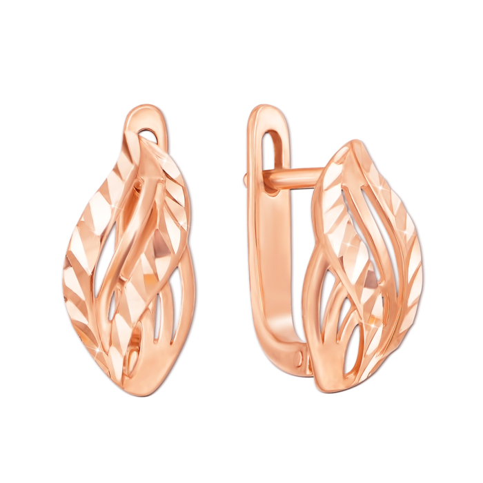 Золотые серьги с алмазной гранью. Артикул 21398 к