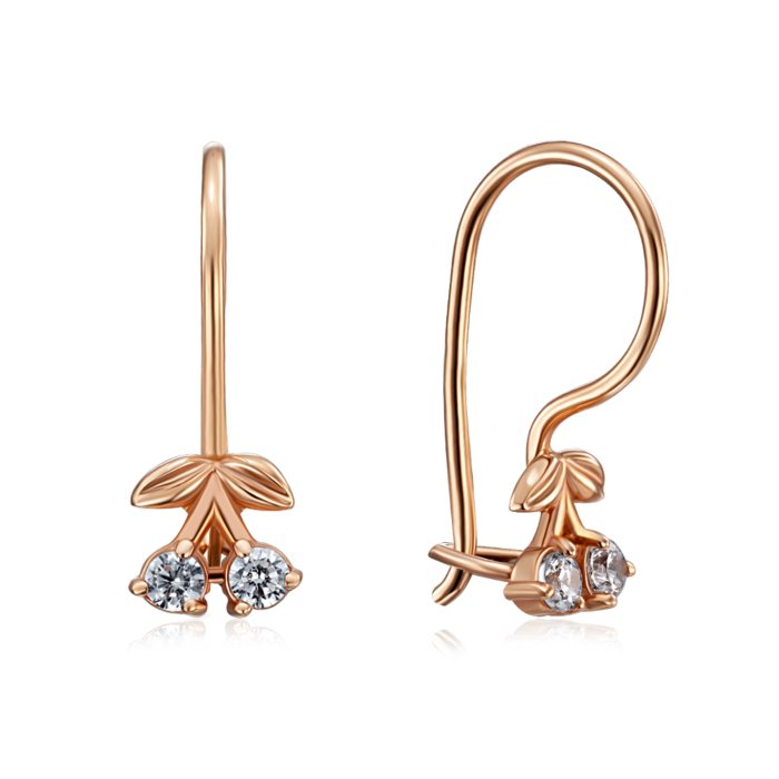 Золотые серьги с фианитами. Артикул 21410/01/0/17