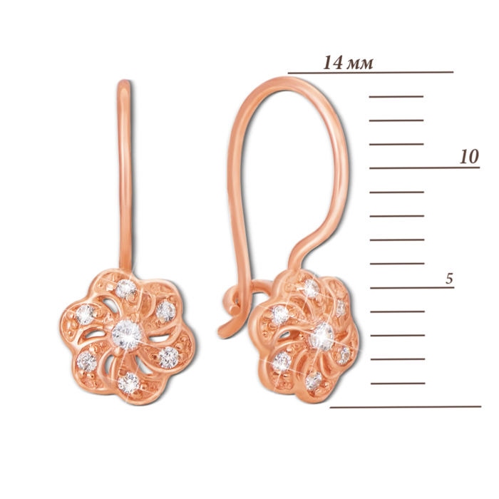 Золотые серьги с фианитами. Артикул 21451