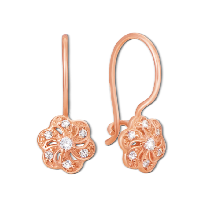 Золотые серьги с фианитами. Артикул 21451