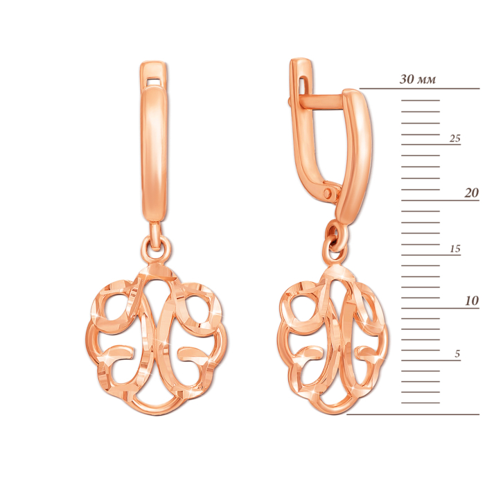 Золотые серьги-подвески с алмазной гранью. Артикул 21461 кп