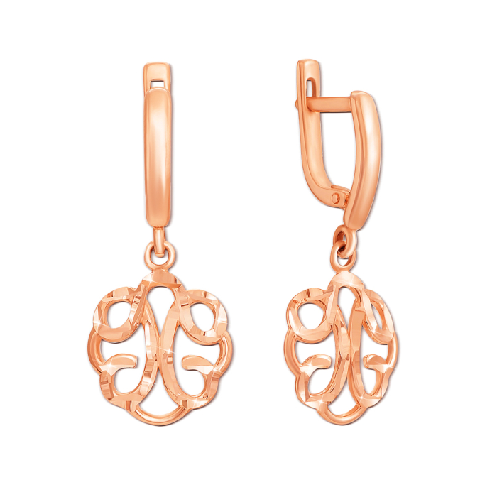 Золотые серьги-подвески с алмазной гранью. Артикул 21461 кп