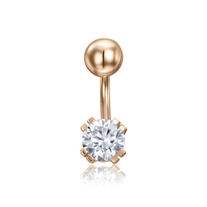 Золотая серьга-пирсинг с фианитом. Артикул 21484